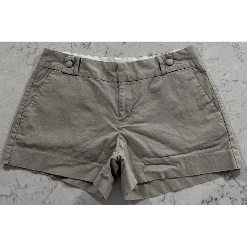 Banana Republic Chino Shorts Womens 6 Khaki Tan Flat Front Cotton Stretch